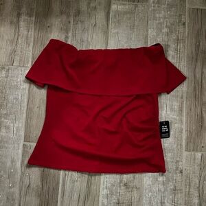 Express Bold Red Off-Shoulder Blouse